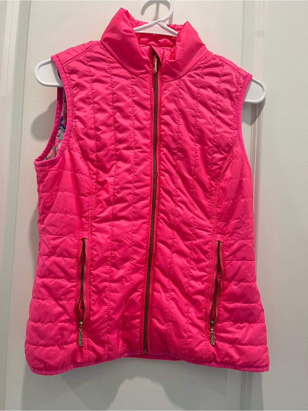 Lilly Pulitzer Bright Pink Quilted Vest - Size S